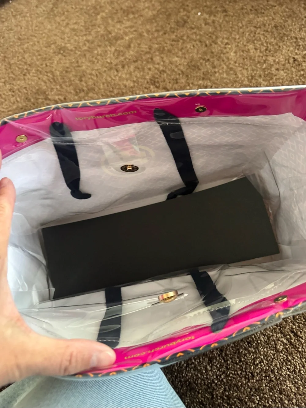 Upcycled Tory Burch Mini Tote – Green Handle Handcrafted Bag